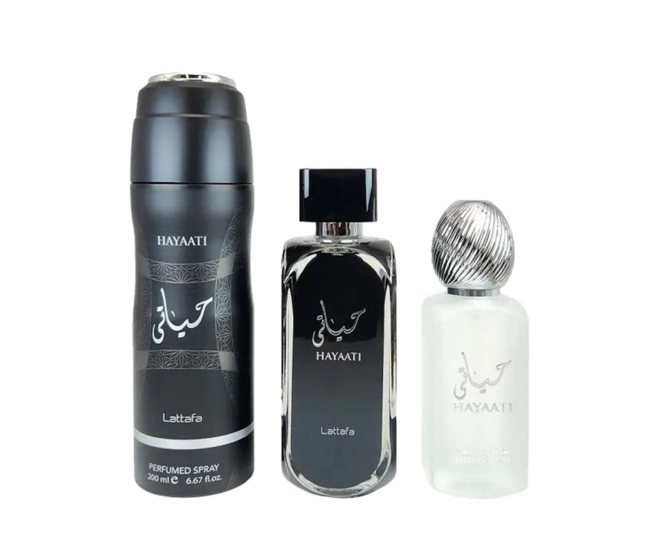 HAYAATI BLACK GIFT SET 3 PIECE BY LATTAFA FOR MEN